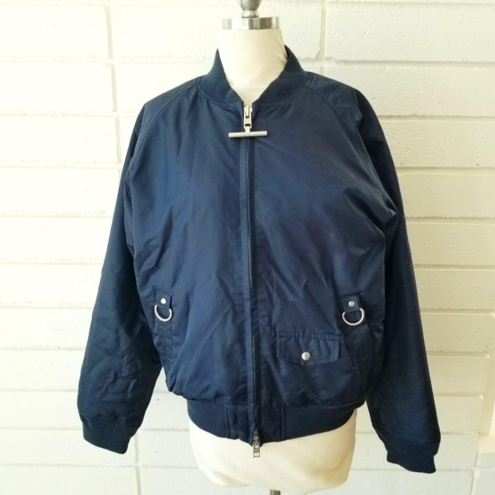 Mighty Mac Retro 80's Zip-up Utility Jacket Coat Silver Hardware Gorpcore EUC